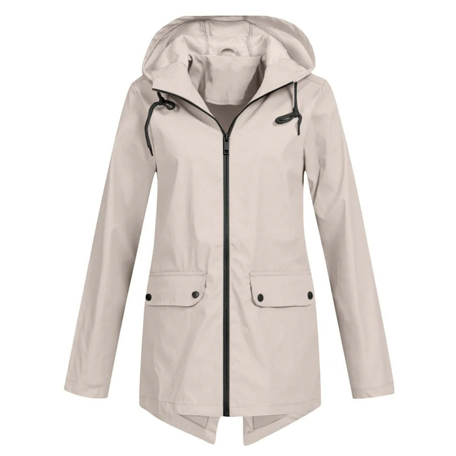 Women’s Rain Jacket – Relaxed Fit – Hooded – Water-Resistant – Zip Front – Long Sleeve