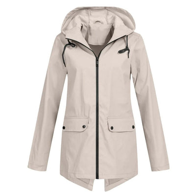 Women’s Rain Jacket – Relaxed Fit – Hooded – Water-Resistant – Zip Front – Long Sleeve