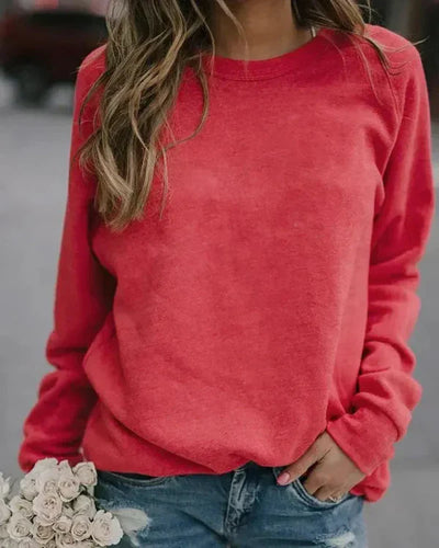 Women’s Pullover Sweatshirt – Relaxed Fit – Soft Knit – Long Sleeve – Hip Length Casual