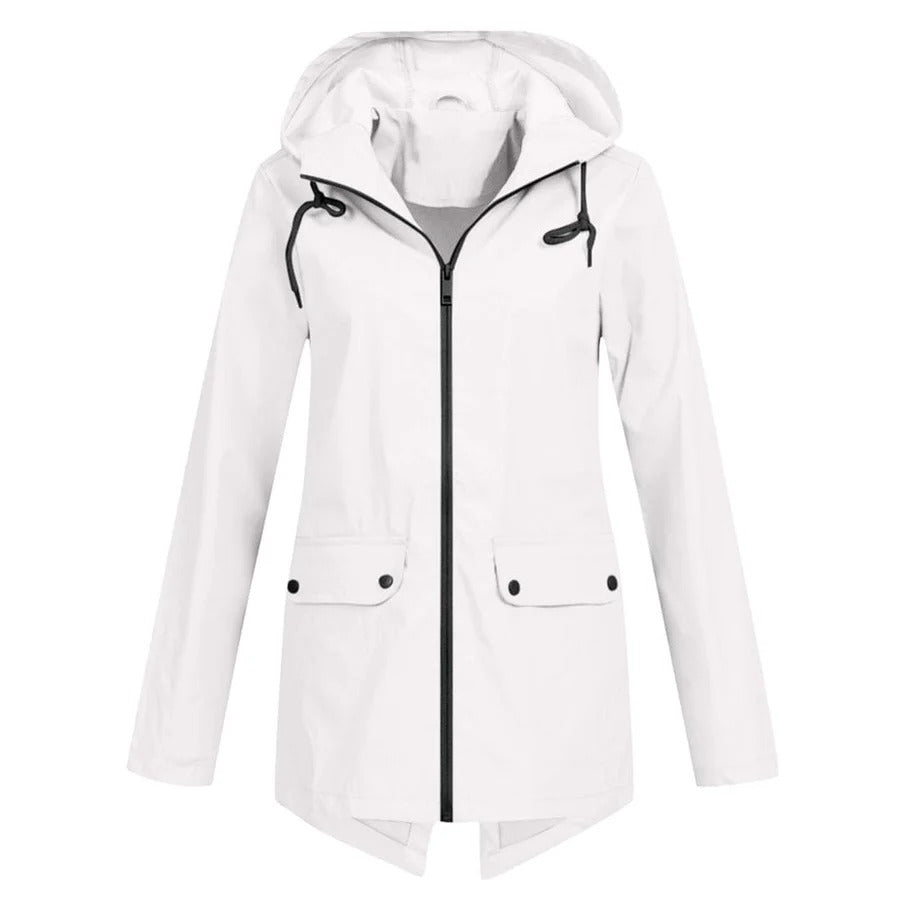 Women’s Rain Jacket – Relaxed Fit – Hooded – Water-Resistant – Zip Front – Long Sleeve