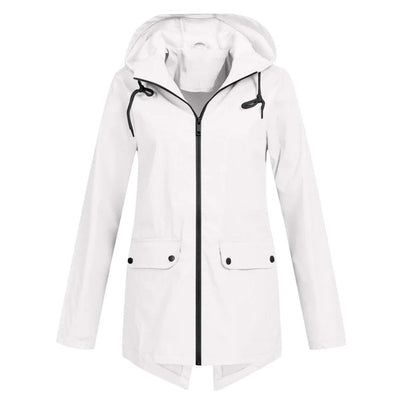 Women’s Rain Jacket – Relaxed Fit – Hooded – Water-Resistant – Zip Front – Long Sleeve
