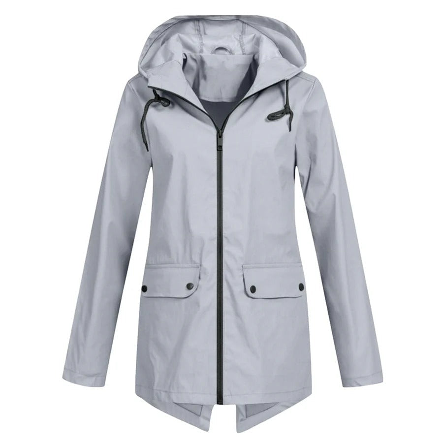 Women’s Rain Jacket – Relaxed Fit – Hooded – Water-Resistant – Zip Front – Long Sleeve