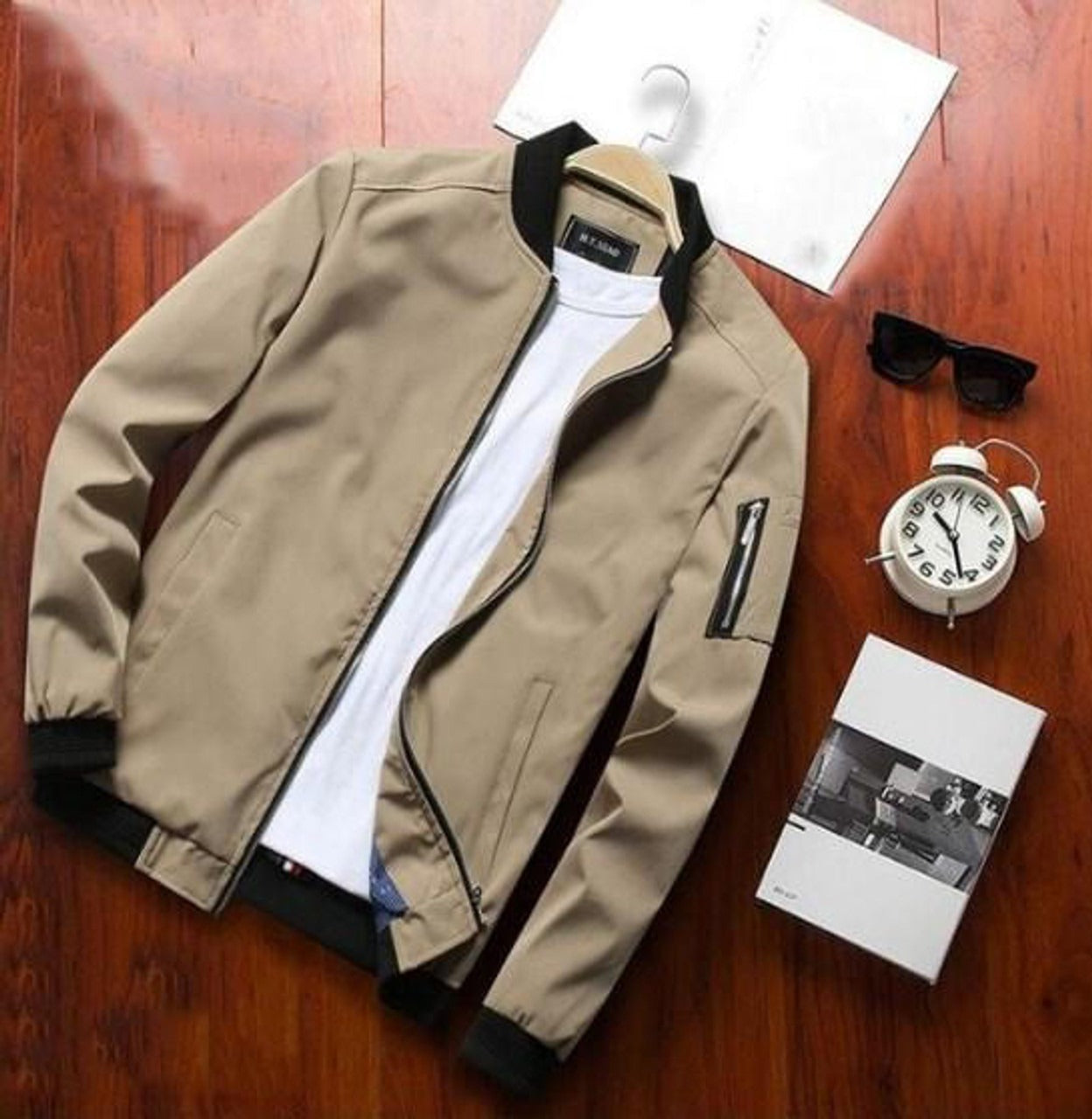 Men’s Bomber Jacket – Wind-Resistant – Regular Fit – Zipper Front – Utility Pocket