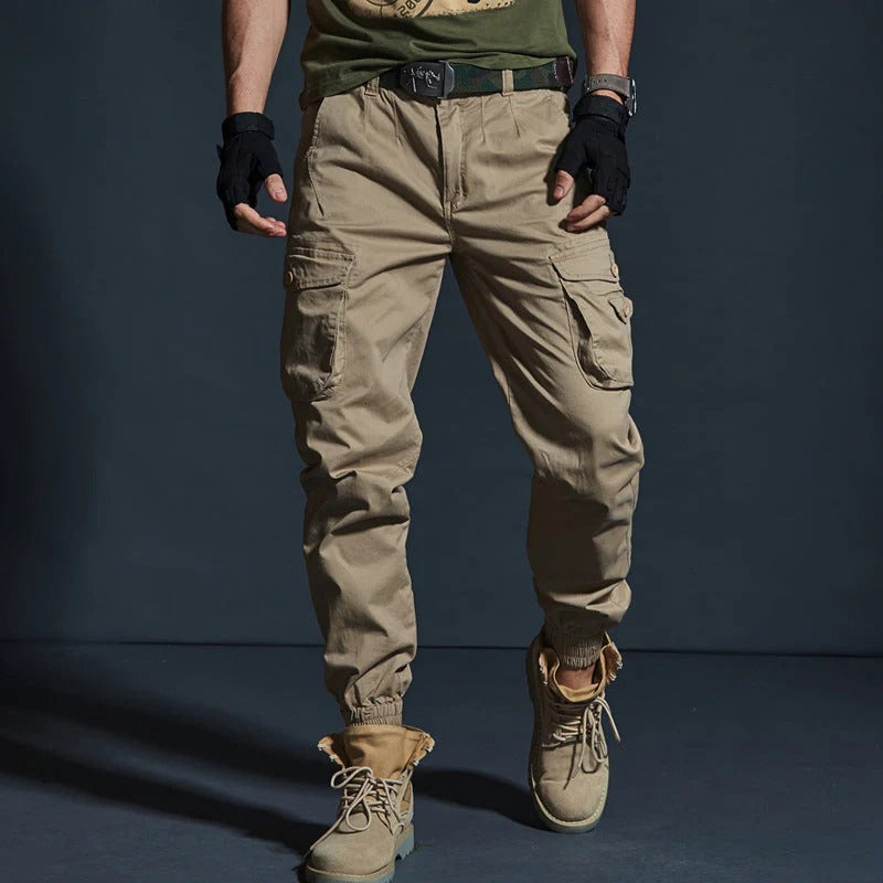 Men’s Cargo Trousers – Tactical Fit – Cotton – Elastic Cuffs – Multi-Pocket Design
