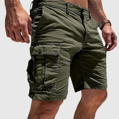 Men’s Cargo Shorts – Relaxed Fit – Cotton Fabric – Knee Length – Side Flap Pockets