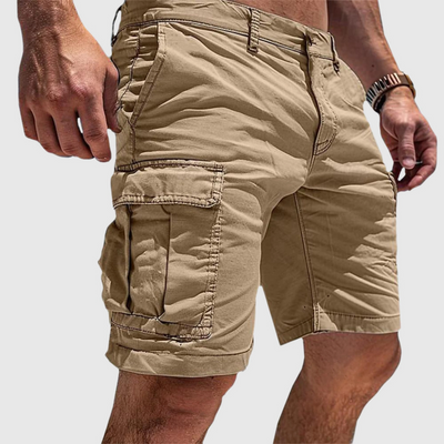 Men’s Cargo Shorts – Relaxed Fit – Cotton Fabric – Knee Length – Side Flap Pockets