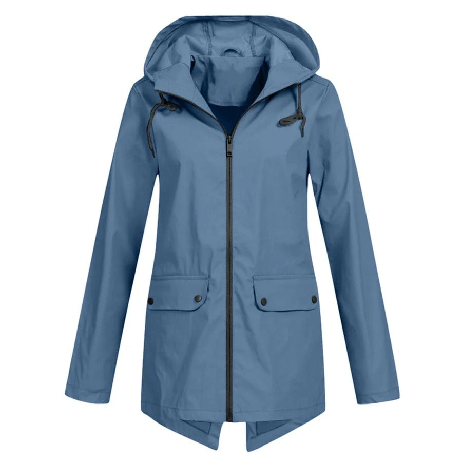 Women’s Rain Jacket – Relaxed Fit – Hooded – Water-Resistant – Zip Front – Long Sleeve