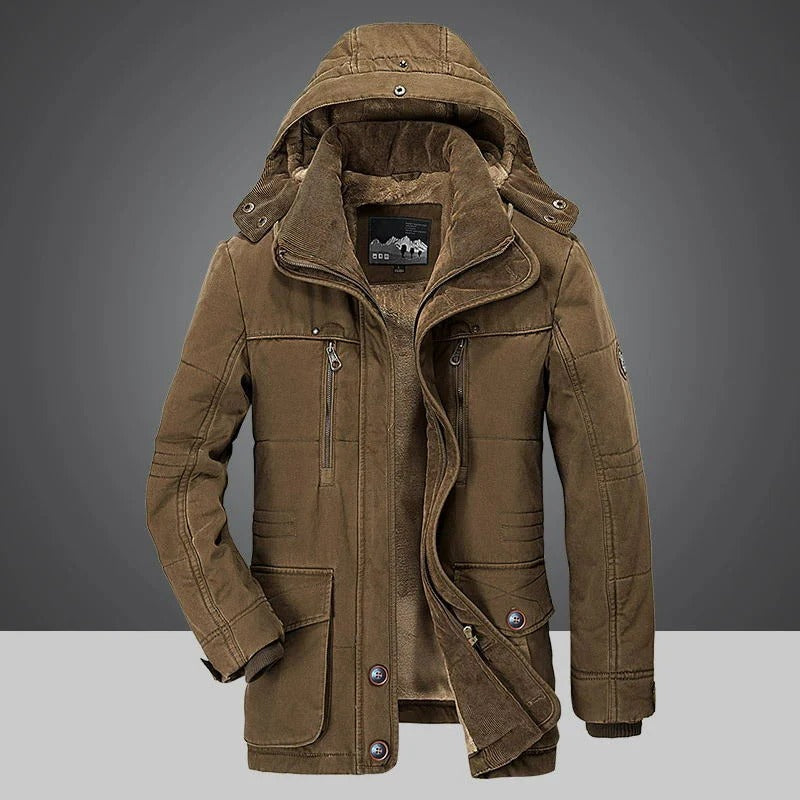 Men’s Jacket – Weather-Resistant Utility Fit – Quilted Lining – Hooded with Pockets