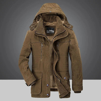 Men’s Jacket – Weather-Resistant Utility Fit – Quilted Lining – Hooded with Pockets