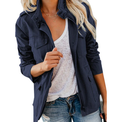 Women’s Utility Jacket – Cotton Blend – Relaxed Fit – Zip Front with Button Placket