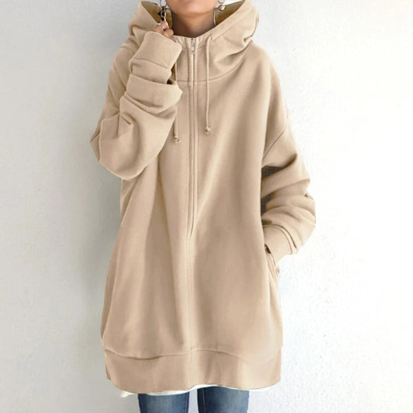 Women’s Hoodie – Oversized Fit – Plush Cotton Feel – Full Zip – Long Sleeve Casual