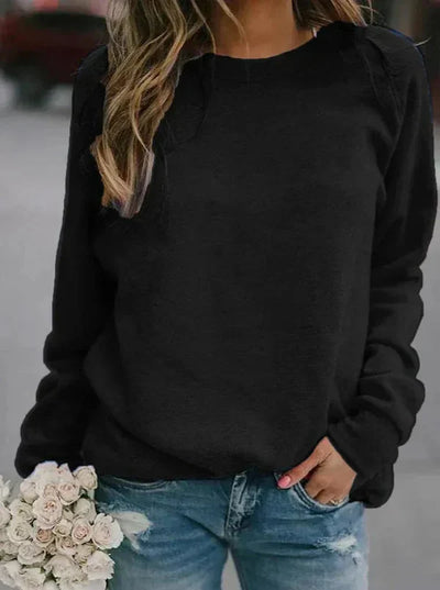 Women’s Pullover Sweatshirt – Relaxed Fit – Soft Knit – Long Sleeve – Hip Length Casual
