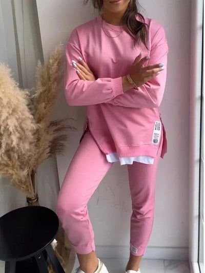 Women’s Loungewear 2- Piece Set  – Oversized Sweatshirt & Tapered Joggers – Cotton Blend Relaxed Fit