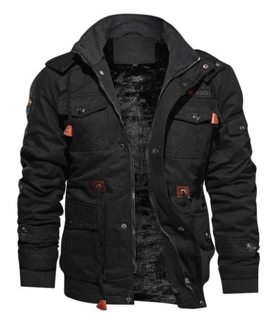 Men’s Coat – Regular Fit – Fleece Lined – High Collar – Multi Pocket Casual Outerwear