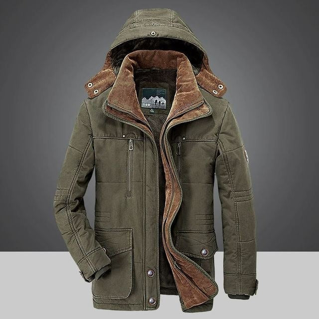 Men’s Jacket – Weather-Resistant Utility Fit – Quilted Lining – Hooded with Pockets