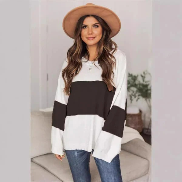 Women’s Pullover Sweater – Oversized Fit – Knitted Texture – Wide Sleeve Casual Wear