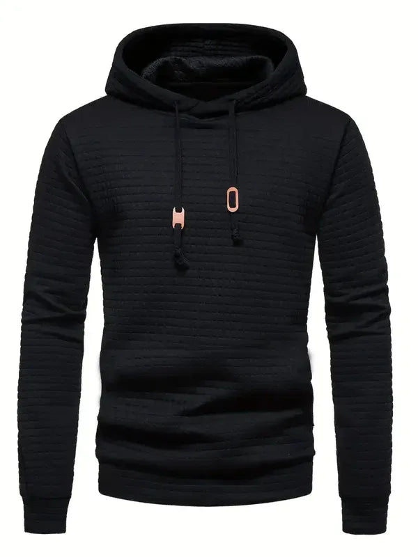 Men’s Pullover Hoodie – Quilted Fabric – Regular Fit – Drawstring Neck – Streetwear