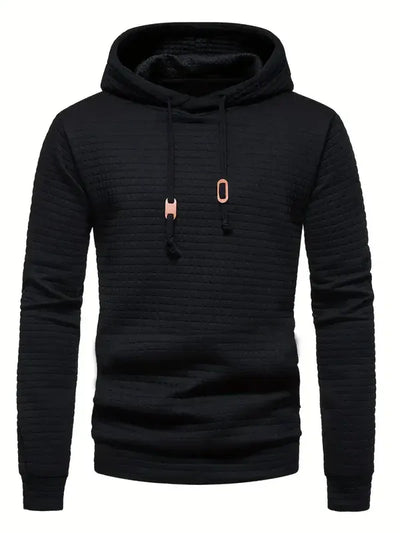 Men’s Pullover Hoodie – Quilted Fabric – Regular Fit – Drawstring Neck – Streetwear