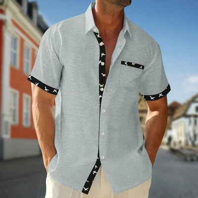 Men’s Short Sleeve Shirt – Cotton – Regular Fit – Trim Detail – Chest Pocket