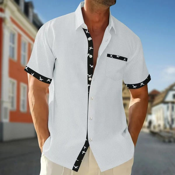 Men’s Short Sleeve Shirt – Cotton – Regular Fit – Trim Detail – Chest Pocket