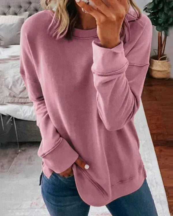 Women’s Sweatshirt – Relaxed Fit – Cotton Blend – Crew Neck Long Sleeve Casual Wear