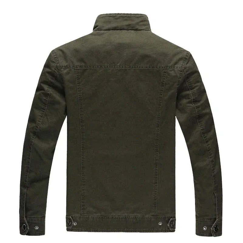 Men’s Biker Jacket – Cotton – Structured Fit – Zipper Front – Patch and Epaulette Detail