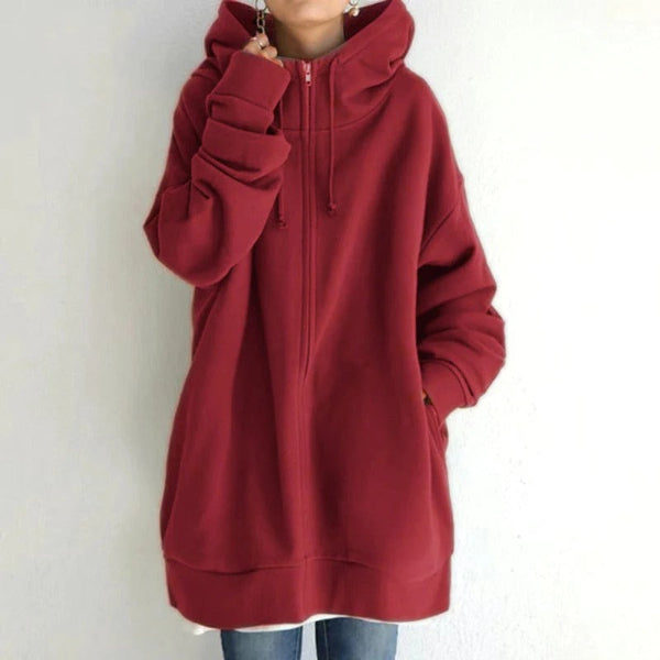 Women’s Hoodie – Oversized Fit – Plush Cotton Feel – Full Zip – Long Sleeve Casual