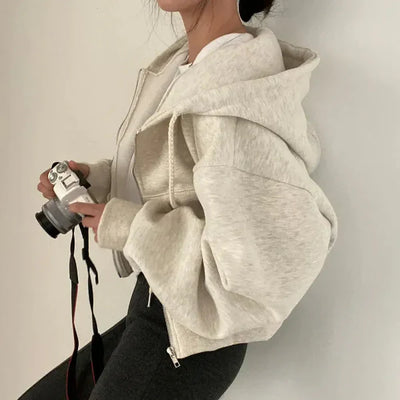 Women’s Hoodie – Oversized Fit – Fleece Feel – Zip Up – Kangaroo Pocket – Casual Style