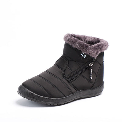 Women’s Ankle Boots – Quilted Waterproof – Faux Fur Lined – Flat Sole – Side Zipper