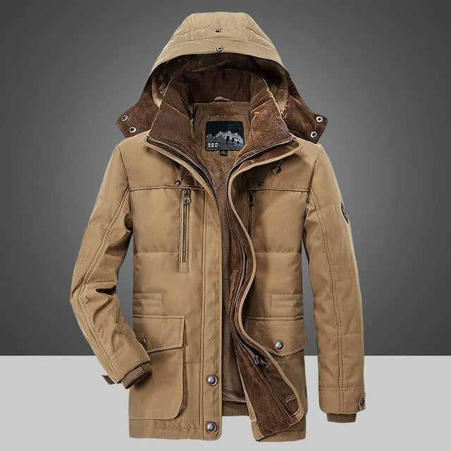 Men’s Jacket – Weather-Resistant Utility Fit – Quilted Lining – Hooded with Pockets