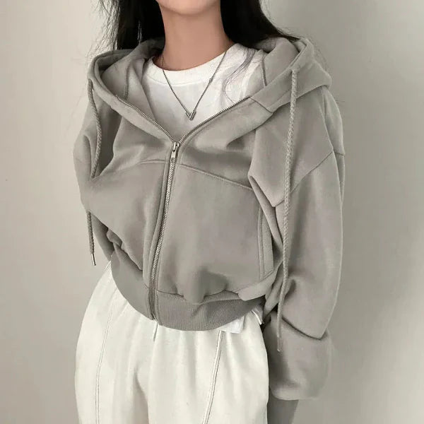 Women’s Hoodie – Oversized Fit – Fleece Feel – Zip Up – Kangaroo Pocket – Casual Style
