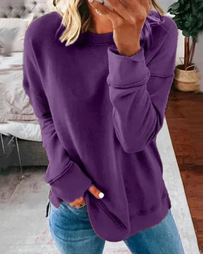 Women’s Sweatshirt – Relaxed Fit – Cotton Blend – Crew Neck Long Sleeve Casual Wear