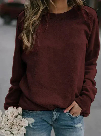 Women’s Pullover Sweatshirt – Relaxed Fit – Soft Knit – Long Sleeve – Hip Length Casual