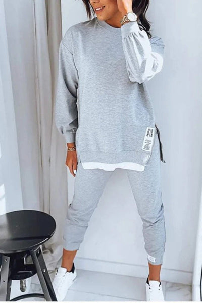 Women’s Loungewear 2- Piece Set  – Oversized Sweatshirt & Tapered Joggers – Cotton Blend Relaxed Fit
