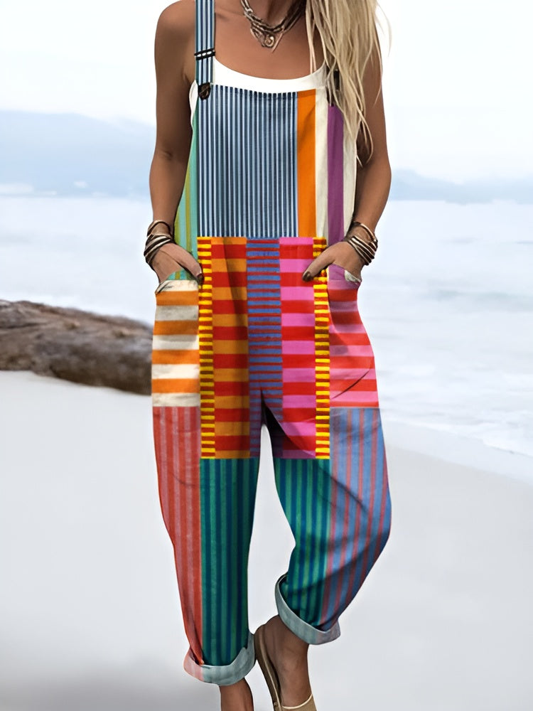 Lana | Color‑Pop Stripe Overalls