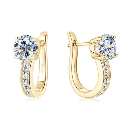 Channel Moissanite Huggie Earrings | White gold