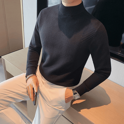 Jack Washington Waffle High Collar Sweater