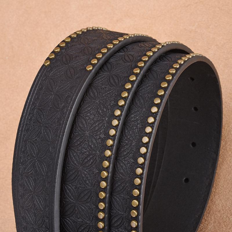 Men's Western Cowboy Style Vintage Rivet Embossed Belt 33277436U