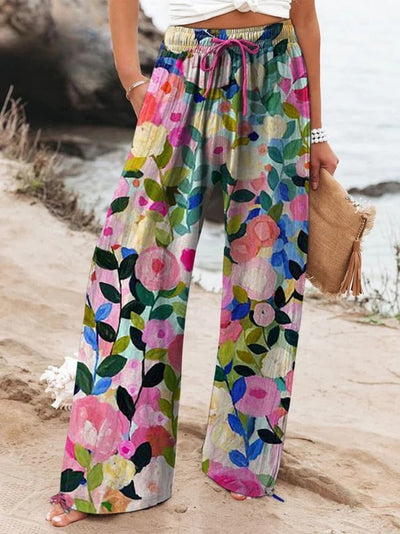 Odelia - Colorful Floral Cotton Linen Pants