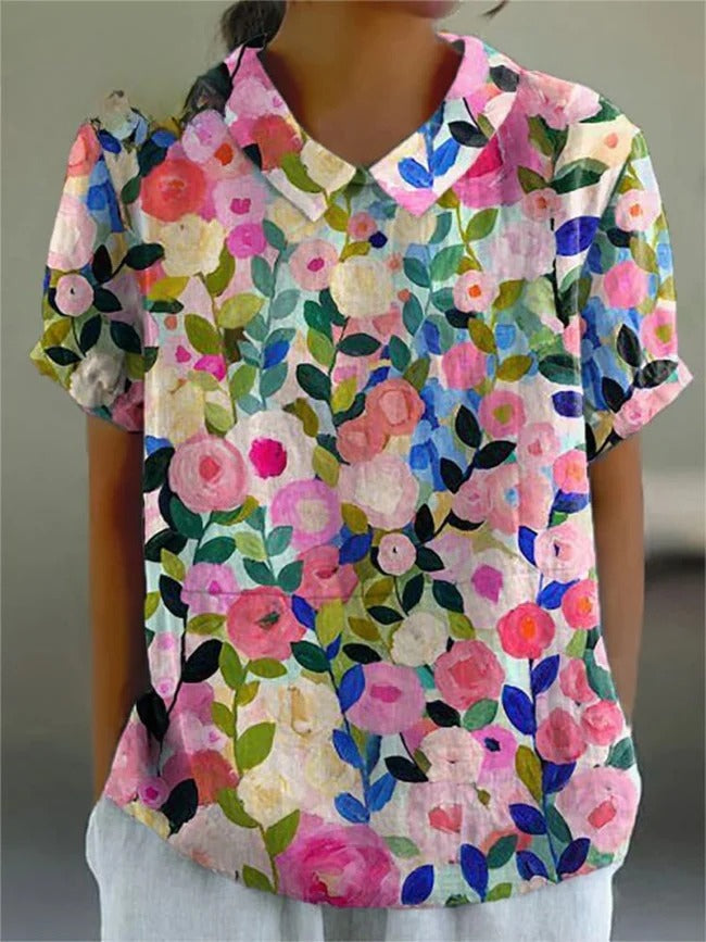 Odessa - Colorful Floral Cotton Linen Shirt