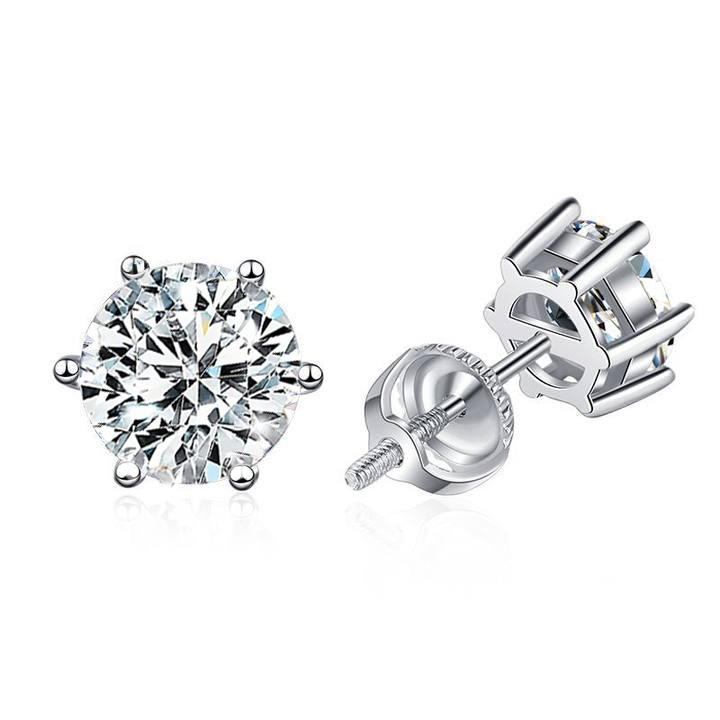 Moissanite Screw Back Earrings | White Gold 16k