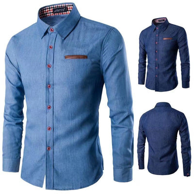 Men’s Long-Sleeve Button-Up Shirt - Slim Fit - Lightweight Breathable Fabric
