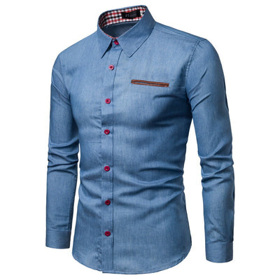 Men’s Long-Sleeve Button-Up Shirt - Slim Fit - Lightweight Breathable Fabric