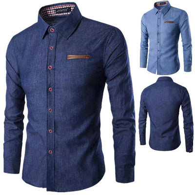 Men’s Long-Sleeve Button-Up Shirt - Slim Fit - Lightweight Breathable Fabric