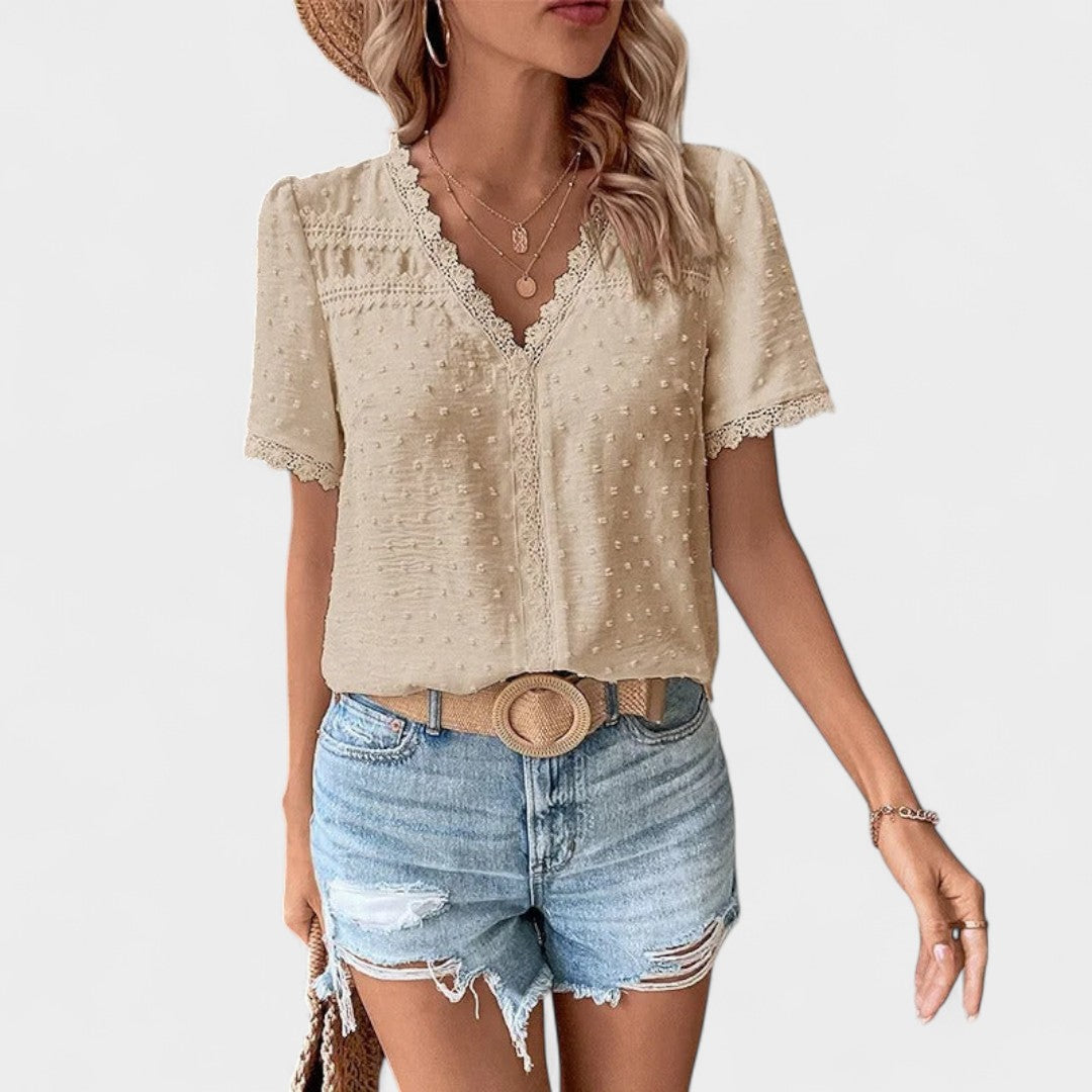 NORTHLINE STUDIO | LACE-TRIMMED BLOUSE