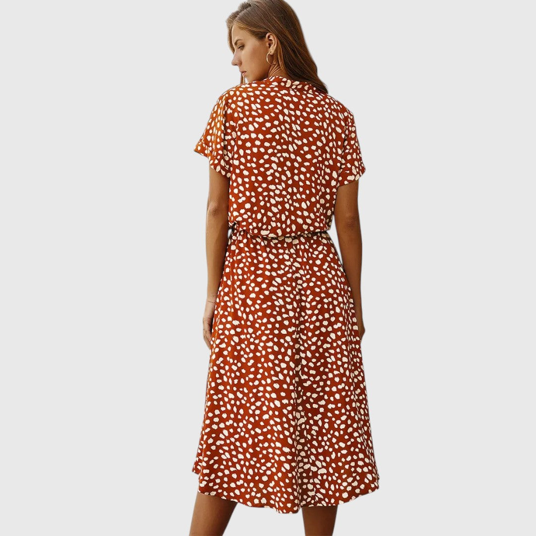 Eliza | Soft Spice Printed Midi Dress