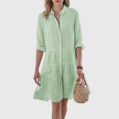 Grace | Mint Stripe Button-Down Shirt Dress