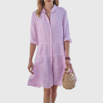 Grace | Mint Stripe Button-Down Shirt Dress
