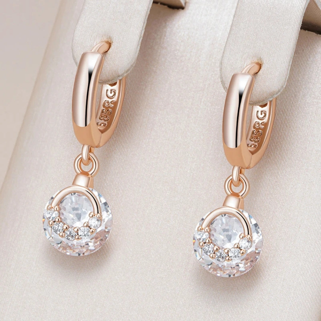 Elegant White Rounded Crystal Earrings