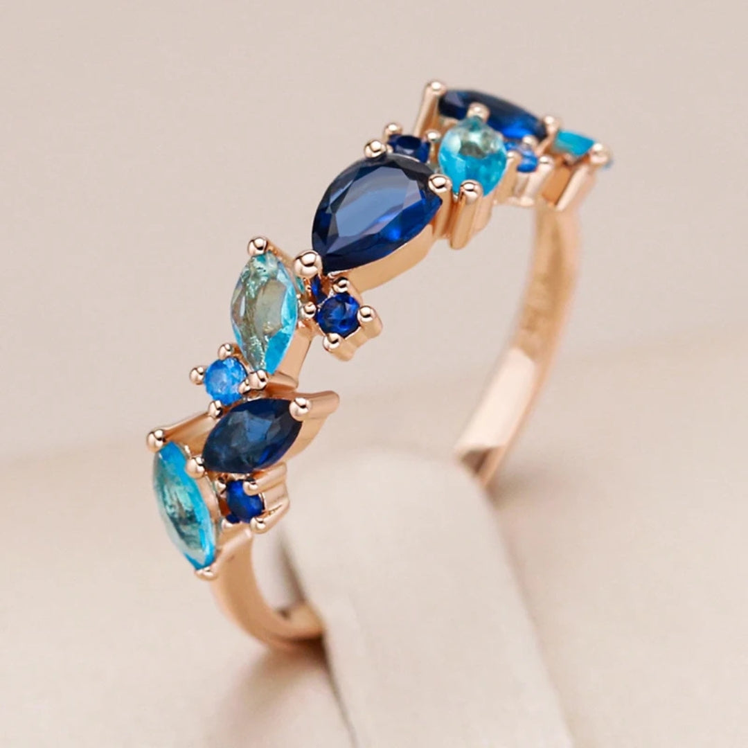 Elegant Blue Crystalline Ring